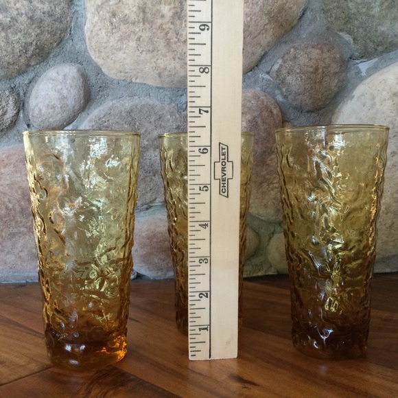 Vintage Anchor Hocking Milano Lido Honey Gold Tumblers Set of 3 MCM - Picture 4 of 4